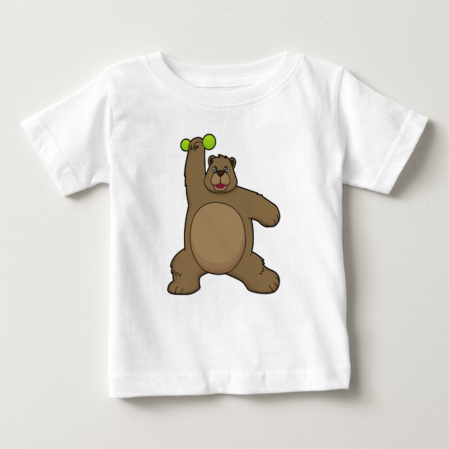 Camiseta Para Bebê Urso com Dumbbell na Malhação Yoga (Frente)