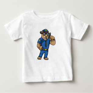 Camiseta Para Bebê Urso como agente da polícia com Baton