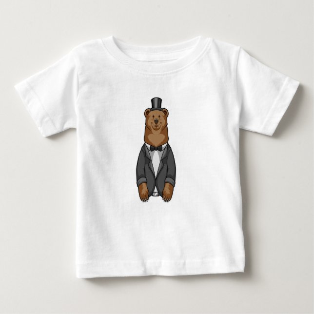 Camiseta Para Bebê Urso como Alcance com Jaqueta (Frente)