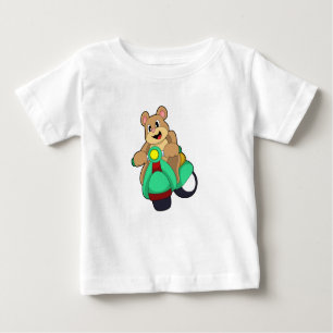 Camiseta Para Bebê Urso como Biker com Patinete.PNG