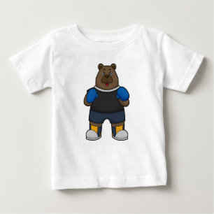 Camiseta Para Bebê Urso como Boxer com luvas in a box