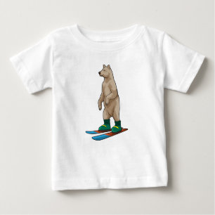 Camiseta Para Bebê Urso como esquiador com esqui