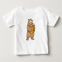 Urso como músico com saxofone