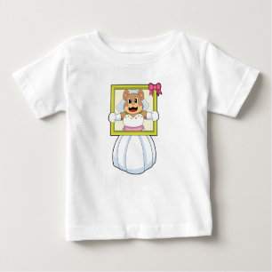 Camiseta Para Bebê Urso como Noiva com Vestido de Casamento e Quadro 