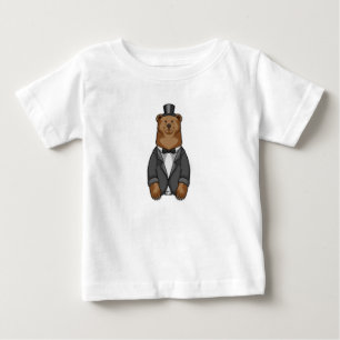 Camiseta Para Bebê Urso como Noivo com Jaqueta