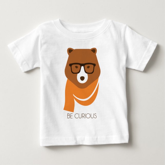 Camiseta Para Bebê Urso curioso (Frente)