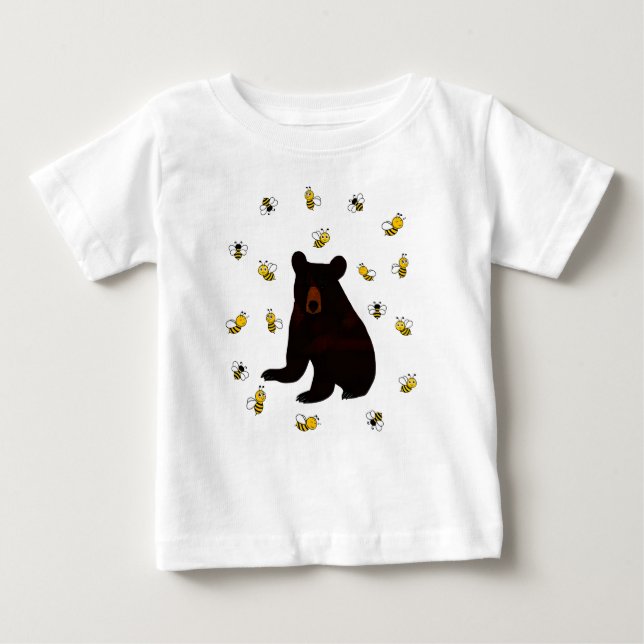 Camiseta Para Bebê Urso de Abelhas de Mel Pequeno (Frente)