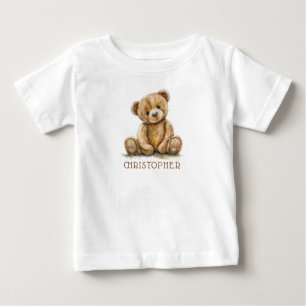 Camiseta Para Bebê Urso de Aguarela Personalizado para Bebê