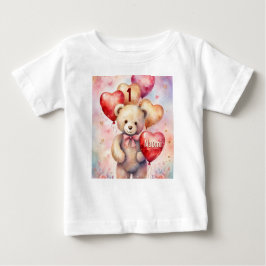 Camiseta Para Bebê Urso de aniversário adicionar Nome e Idade Menina