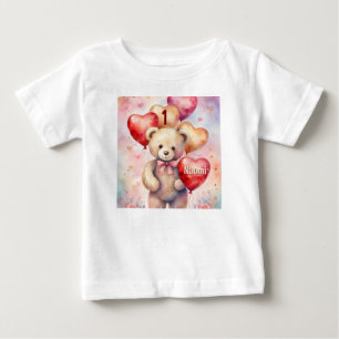Camiseta Para Bebê Urso de aniversário adicionar Nome e Idade Menina