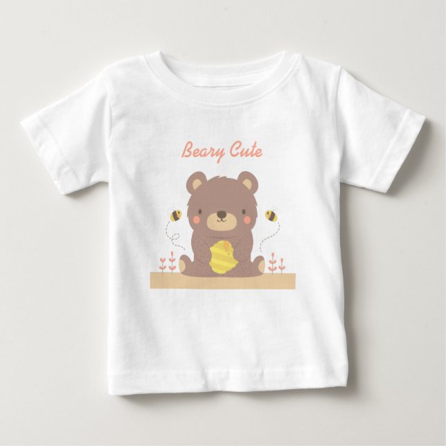 Camiseta Para Bebê Urso De Boca-Boca-Boca-Boca-Boca Para Bebês (Frente)