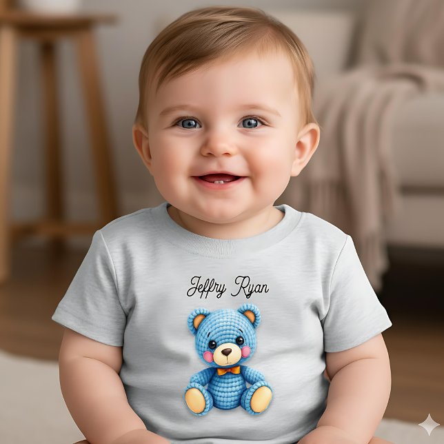 Camiseta Para Bebê Urso de Crochê Fofo Personalizado  (Criador carregado)