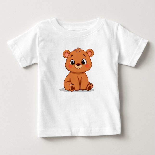 Camiseta Para Bebê 🧸 Urso de Desenho Animado Fofo Presente de Bebê ✨ (Frente)