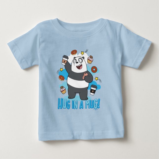 Camiseta Para Bebê Urso de Panda - Abraçar uma Caneca! (Frente)