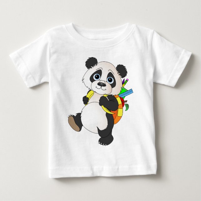 Camiseta Para Bebê Urso de panda com trouxa (Frente)