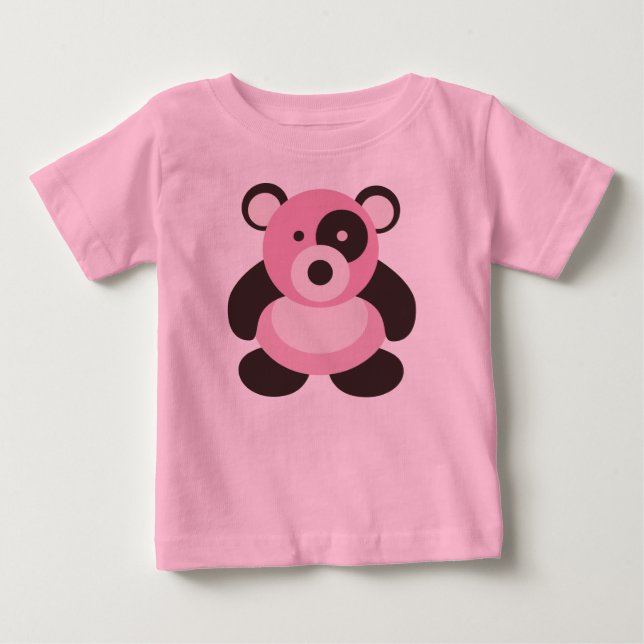 Camiseta Para Bebê Urso de panda do rosa de bebê (Frente)