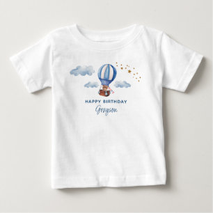 Camiseta Para Bebê Urso de Pelúcia Aniversário Azul