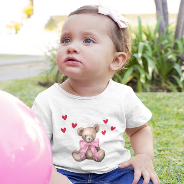 Camiseta Para Bebê Urso de Pelúcia Fofo do Dia dos Namorados (Criador carregado)