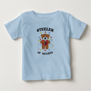Camiseta Para Bebê Urso de pelúcia ladrão de corações futebol