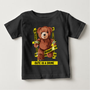 Camiseta Para Bebê Urso de Pelúcia Lutador Contra o Crime Fofo