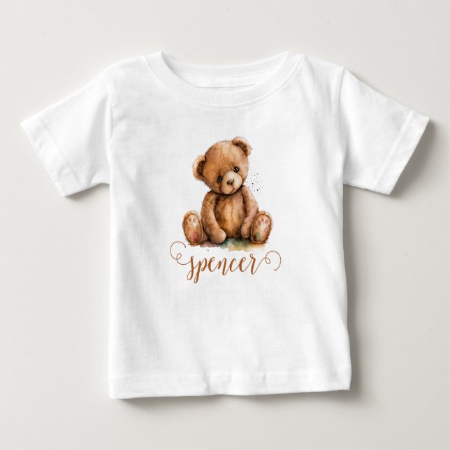 Camiseta Para Bebê Urso de Pelúcia Personalizado Fofo (Frente)