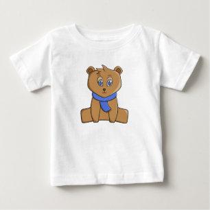Camiseta Para Bebê Urso de pelúcia vestindo lenço azul