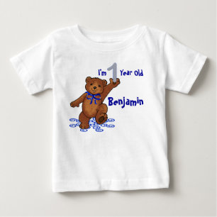 Camiseta Para Bebê Urso de primeiro aniversario