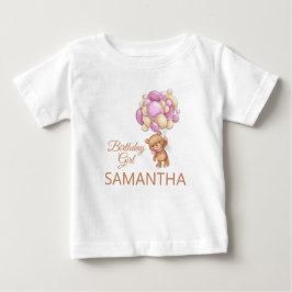 Camiseta Para Bebê Urso de Teddy Adorável Rosa