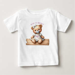 Camiseta Para Bebê Urso de Teddy Bonito com Balões e Presentes