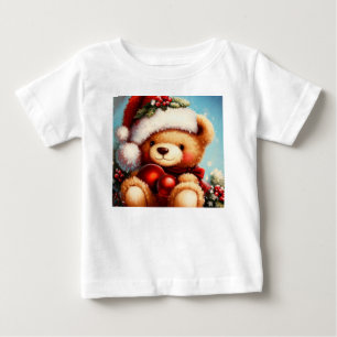 Camiseta Para Bebê Urso de Teddy de Natal 4