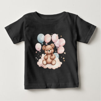 Camiseta Para Bebê Urso de Teddy do Balão de Aquarela