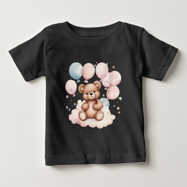 Camiseta Para Bebê Urso de Teddy do Balão de Aquarela (Frente)