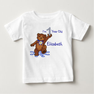 Camiseta Para Bebê Urso de Teddy primeiro aniversario para Rapariga