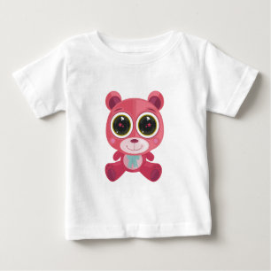 Camiseta Para Bebê Urso de Teddy - Rosa Estrela