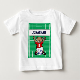 Camiseta Para Bebê Urso de ursinho bonito personalizado do futebol