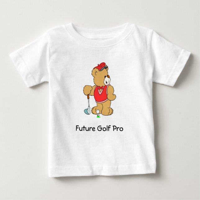 Camiseta Para Bebê Urso de ursinho do golfe pro (Frente)