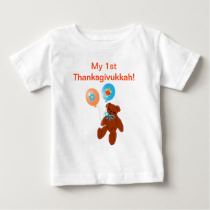 Camiseta Para Bebê Urso de ursinho do Tshirt de Thanksgivukkah com