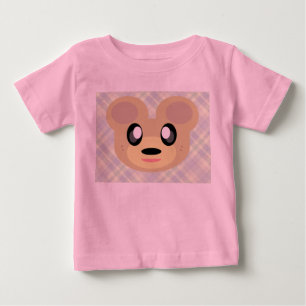 Camiseta Para Bebê Urso Doce Kawaii Mel Plaid Fofo Bonito