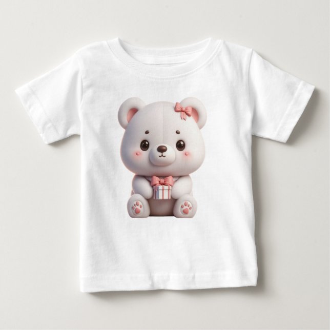 Camiseta Para Bebê Urso e Caixa de Presente Doce (Frente)