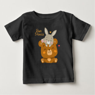 Camiseta Para Bebê Urso e coelho