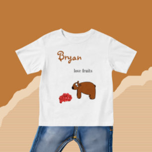 Camiseta Para Bebê Urso e framboesa
