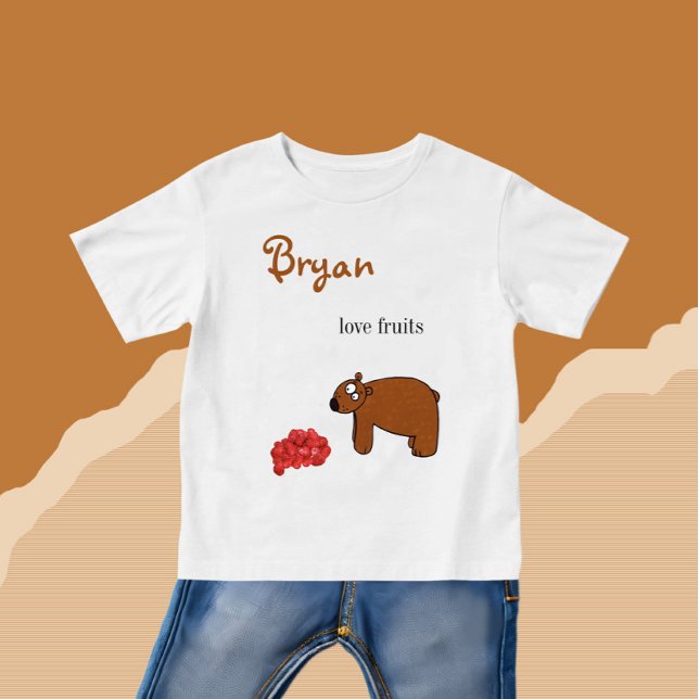 Camiseta Para Bebê Urso e framboesa (Criador carregado)