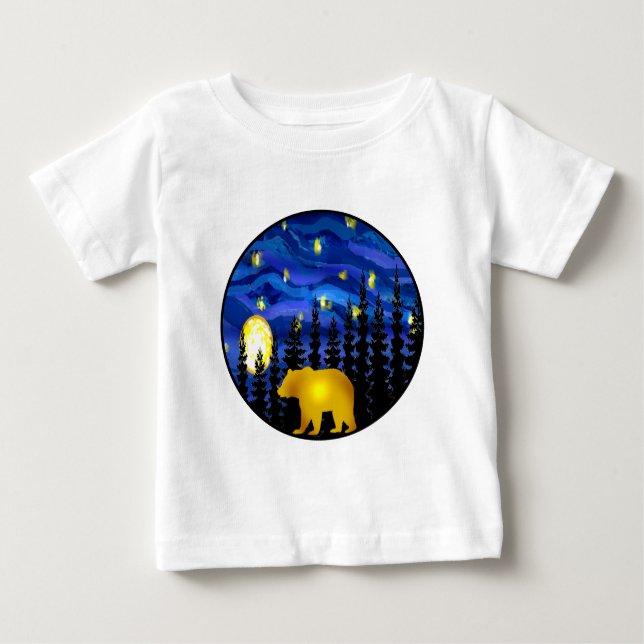 Camiseta Para Bebê urso esta noite (Frente)
