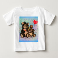 Urso Familiar com Camiseta de Bebê Balão Cardíaco