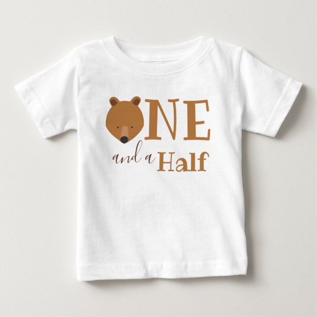 Camiseta Para Bebê Urso fofo 18 Meses Um e Meio de Aniversário (Frente)