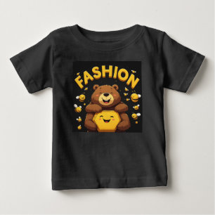 Camiseta Para Bebê Urso Fofo Abraçando Melado Amarelo