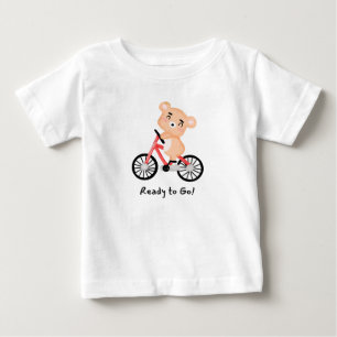 Camiseta Para Bebê Urso Fofo Andando de Bicicleta – Pronto para Ir Cr