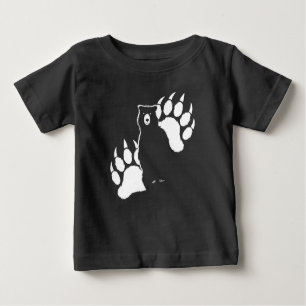 Camiseta Para Bebê Urso-grizzle e pegadas Design Gráfico