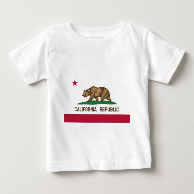 Camiseta Para Bebê Urso Grizzly e Estrela da República da Califórnia (Frente)