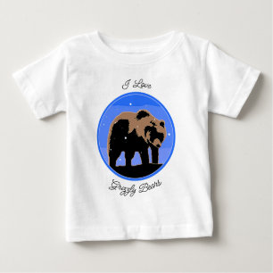 Camiseta Para Bebê Urso Grizzly no inverno - Ba original da arte selv